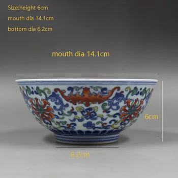 Yongzheng An Mark Castron Ceramic Qing albastru și alb, colorat longevitate castron de porțelan antic toate de mână-pictat ornamente 4
