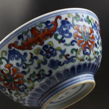 Yongzheng An Mark Castron Ceramic Qing albastru și alb, colorat longevitate castron de porțelan antic toate de mână-pictat ornamente 5
