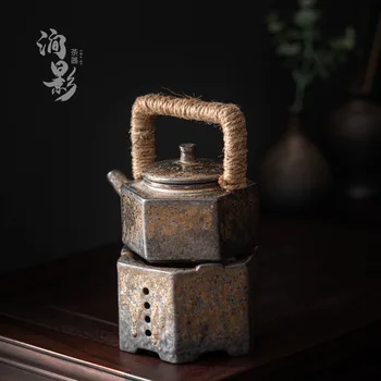 Retro Cald Set De Ceai Din Ceramica De Uz Casnic Kung Fu Set De Ceai Japonez Termostat Cuptor Suport Lumanare Încălzire Ceainic Mic Set