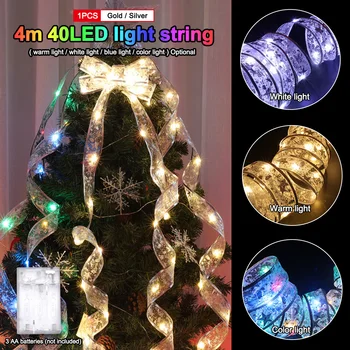 4M 40LED Dublu Strat Bowknot Lumini de Basm Siruri de caractere de Crăciun Panglică Arcuri LED-uri de Crăciun Ornamente pentru Pomul de Anul Nou Petrecere Acasă DIY Decor