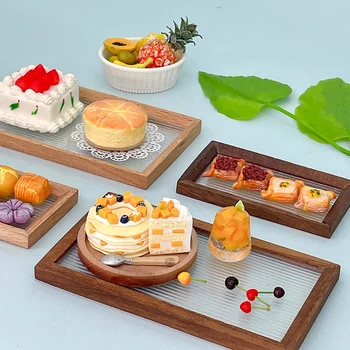 1 buc 1:12 casă de Păpuși în Miniatură Transparente Tava de Paine Desert Tort Tava de Alimentare Placă de Bucatarie Model Decor Jucărie