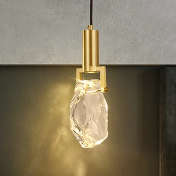 Nordic de Lux Cristal Pandantiv cu Led-uri Lampă de Alamă Sala de Mese Bar Bucatarie Suspensie Pandantiv Lumina Dormitor Noptieră Perdeaua de lumină