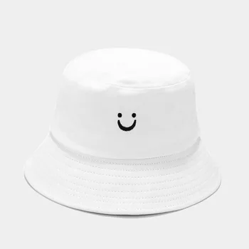 fericit găleată pălărie de hip-hop din bumbac brodate zâmbet fata panama sport în aer liber pescari pălărie capac smiley femei pălărie pe cap, dropship