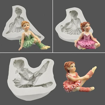 Drăguț 3D Fata de Balet în Formă de Săpun Mucegai Silicon DIY Copt Tort de Ciocolată Decorare a Face Săpun Manual Instrument de Mucegai