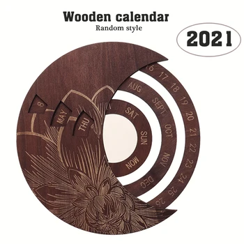 De înaltă calitate 2021 Calendar din Lemn Veșnică Perpetuă Agățat de Perete Meserii Decorative Vintage Calendar