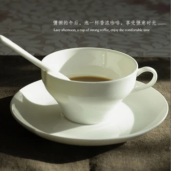 200ML, porțelan cești de ceai și farfurioare set, ceramică plaine alb tazas cafe ceașcă de ceai, portelan cana de cafea farfurie, mic dejun cupe