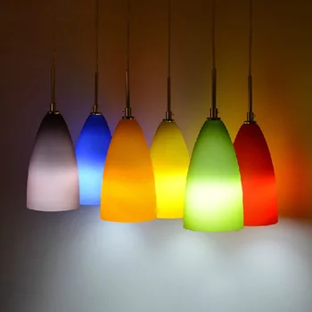 Multicolor sticla sufragerie lumina pandantiv pandantiv modern de lumină scurtă de condus de bar singur pandantiv lumina