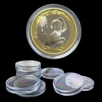 10buc 35mm Aplicate Clar Rotund Cazuri pentru Monede Capsule Suport Rotund din Plastic коробка для приема монет