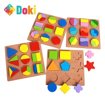 Formă de Recunoaștere Jucării Pentru Copii mici, de Trei-dimensionale, Geometrice, Puzzle-uri, Jucarii din Lemn de Învățământ Pentru Educație Timpurie