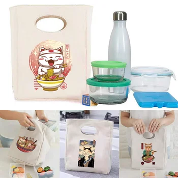 Sac de masa de prânz pentru Femei Alimentare a Răcitorului de Depozitare Geanta de Picnic Lunchbox Restaurant Container Termic Bento Husă Japonia-pisica Serie Tote Pungi