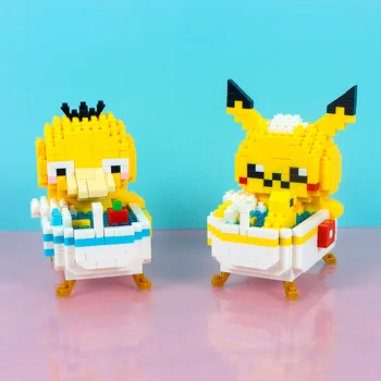Mini Cărămizi Pokemon Desene animate Anime Cifre Pikachu Micro Blocuri Cadă Psyduck Model 3D Jucarii pentru Copii Cadou de Ziua de nastere