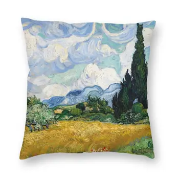 Moale Câmp de Grâu Cu Chiparoși Arunca Pernă Decor Personalizat Vincent Van Gogh Pernele de Acoperire 40x40 Pillowcover pentru Canapea