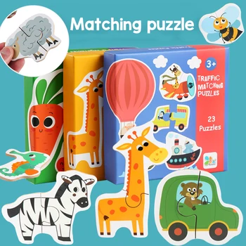 copii Cunoaștere Puzzle Animale de Trafic de potrivire Fructe, Legume, Jucării din Lemn Devreme de puzzle Educativ pentru copii Cadouri pentru copii