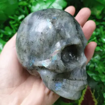 400-500g Naturale Labradorit cristal de cuarț de cristal natural de piatră realizate manual fantomă cap de craniu piatră pentru Chakra 1buc
