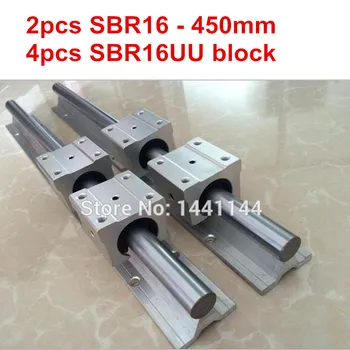 SBR16 șină de ghidare liniare: 2 buc SBR16 - 450mm ghidaj liniar + 4buc SBR16UU bloc pentru cnc piese