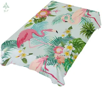 Verde Tropicale, Palmieri, Flori Albe, Roz Flamingo Păsări Cina Față De Masă