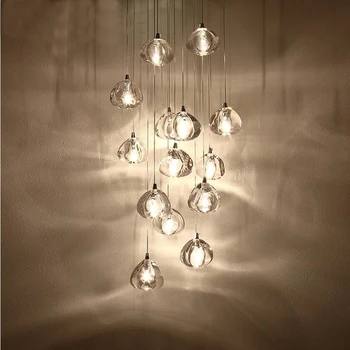 Fierbinte lustre moderne candelabru de cristal de sticlă transparentă mingea lampa crom lustruit din oțel inoxidabil LED camera de zi candelabru