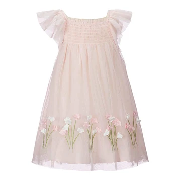 Yatheen Fete 4-10t Floral-Applieque Fit-and-Flare Dress Copii Rochii de Partid Roz și Alb