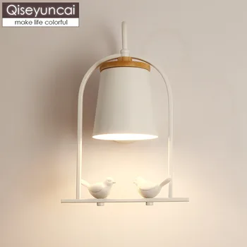 Qiseyuncai Nordic living modern birdie lampă de perete TV de perete dormitor noptieră minimalist creative culoar log lampă de perete