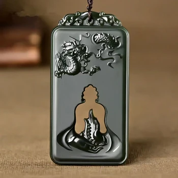 Natura Sticla Verde, Dragonul De Jad Pandantiv Gol Afară De Muza Lui Buddha Amuleta Netsuke Mascota Binecuvânteze Talisman