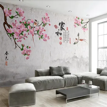 Acuarela chineză Floral imagine de Fundal pentru Camera de zi Dormitor Armonia Familiei Temă 3D tapete Murale Decor Acasă Papel De Parede 0