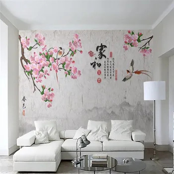 Acuarela chineză Floral imagine de Fundal pentru Camera de zi Dormitor Armonia Familiei Temă 3D tapete Murale Decor Acasă Papel De Parede 1