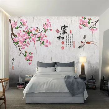 Acuarela chineză Floral imagine de Fundal pentru Camera de zi Dormitor Armonia Familiei Temă 3D tapete Murale Decor Acasă Papel De Parede 3