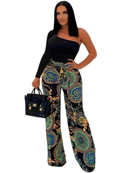 African Haine Femei Salopeta Pe Un Umăr Largi Picior Pantaloni De Costum De Moda Noua Streetwear-Sexy Dashiki Africane Salopeta Salopetă