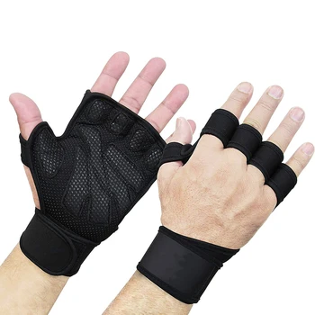 1 Pereche Mănuși de Sport Bretele Încheietura mâinii Jumătate-deget Mănuși de Haltere Protecția mâinilor Non-alunecare de Mănuși Respirabil Umiditate-wicking 0