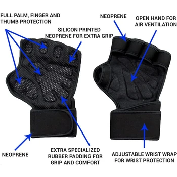 1 Pereche Mănuși de Sport Bretele Încheietura mâinii Jumătate-deget Mănuși de Haltere Protecția mâinilor Non-alunecare de Mănuși Respirabil Umiditate-wicking 5