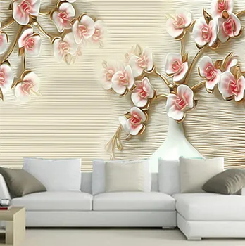 Cele mai recente tapet 3D,3D Jad wallpaper flori si o vaza papel de parede,TV de perete camera de zi canapea perete dormitor tapet