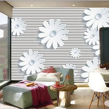 Personalizate 3D, picturi murale,simplitate Modern de trei-dimensional flori albe papel de parede,canapea camera de zi TV de perete tapet dormitor