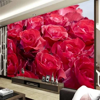 beibehang Tapet Mural Tapet 3D 3D Red Rose Murală TV de Perete de Fundal papel de parede tapet pentru pereți 3 d