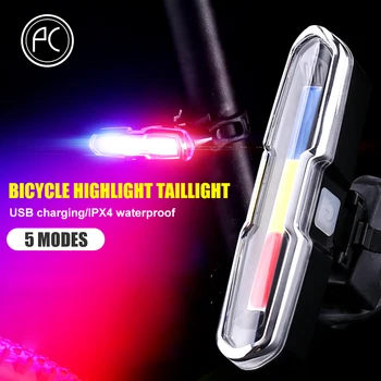 PCycling Bicicletă Bicicletă Ușoară Stopul Spate de Lumină Față de Lumină IP43 Impermeabil de Încărcare USB De 5 Moduri de Noapte Accesorii de Echitatie 3 Culori 0