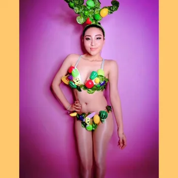 Legume Verzi Jocul De Rol Costume Pentru Femei De Moda Bikini Seturi Sutien, Pantaloni Scurți Club De Noapte Tinuta De Petrecere Show De Performanță Etapă De Uzura 4