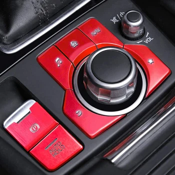 7Pcs Roșu Frânei de parcare Electronice Multimedia Buton Capac Ornamental pentru Mazda 3 6 CX-5 CX-9 2016-2020 Consola centrala Autocolant