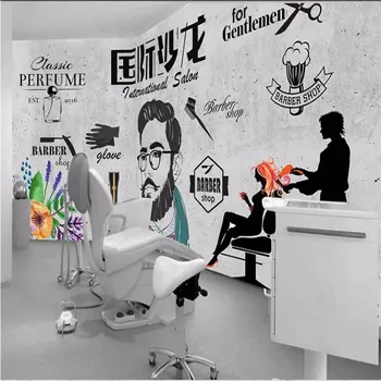 Retro Nostalgic Frizerie Salon de Păr de Perete de Hârtie Tăiat Părul Magazin Industrial Decor Fundal Tapet Mural Papel De Parede 3d 2