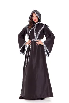 Adult Halloween Cosplay Vrajitor Vrajitoare Costum Grim Reaper Bărbați și Femei Cupluri Robe Negre Costume 2
