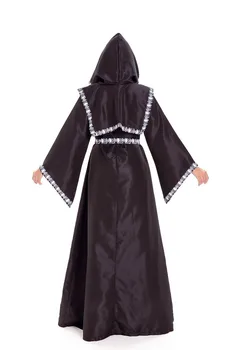 Adult Halloween Cosplay Vrajitor Vrajitoare Costum Grim Reaper Bărbați și Femei Cupluri Robe Negre Costume 3