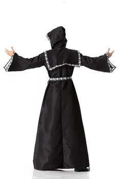 Adult Halloween Cosplay Vrajitor Vrajitoare Costum Grim Reaper Bărbați și Femei Cupluri Robe Negre Costume 5