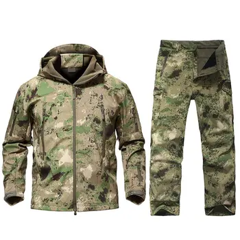 În Aer Liber Militare Tactice Jachetă De Bărbați Softshell Fleece Camuflaj Impermeabil Jacheta + Pantaloni Camping Drumetii Vânătoare Costum Sport