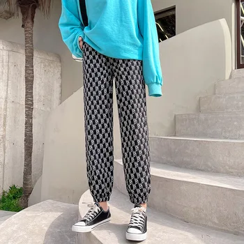 Moda de primăvară Scrisoare de Imprimare Harajuku Femei Pantaloni, Nou Liber Și Frumos Stil Hong Kong Harlan Sport Glezna-lungime Pantaloni 5