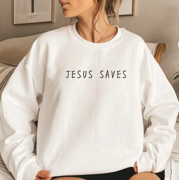 Sugarbaby Isus Salvează Crewneck Tricou Christian Minimalist Pulover Cadouri Pentru Creștin Unisex Din Bumbac Tinuta De Primăvară Topuri