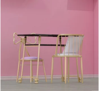 Aur negru fata marmură unghii masă și un scaun singur tabel dubla masa manichiura unghii magazin de masă și scaun set combinație
