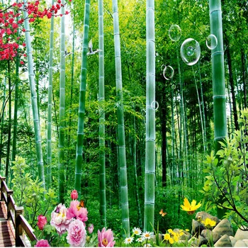 Bambus verde Foto picturi Murale de Mari pentru Camera de zi TV de Fundal Tapet de Perete Personalizate