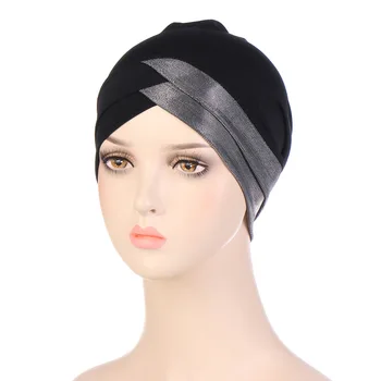 Musulman Capace Undercap Hijab Capac Chimioterapie Pălării Doamnelor Pălărie Acopere Capul Instant Turban Văl Frunte Cruce Strălucitoare, Articole Pentru Acoperirea Capului 2022 1