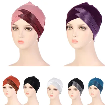 Musulman Capace Undercap Hijab Capac Chimioterapie Pălării Doamnelor Pălărie Acopere Capul Instant Turban Văl Frunte Cruce Strălucitoare, Articole Pentru Acoperirea Capului 2022 5