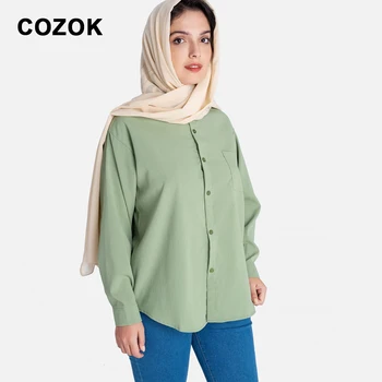 COZOK Topuri de Femei Multi-Culoare Imprimate Vrac Revere Tricou Femei cu Mâneci Lungi Tricou Simplu