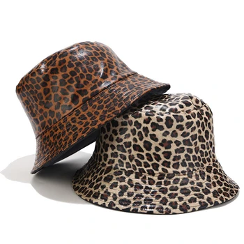 Toamna Iarna Nou Leopard Pălărie de Femei de Moda de Vest față-verso Poartă Găleată Pălării de sex Feminin în aer liber de Agrement, Bazin de Soare Capace 0