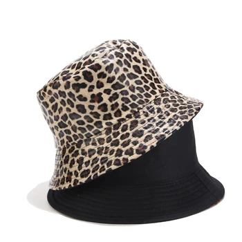 Toamna Iarna Nou Leopard Pălărie de Femei de Moda de Vest față-verso Poartă Găleată Pălării de sex Feminin în aer liber de Agrement, Bazin de Soare Capace 1